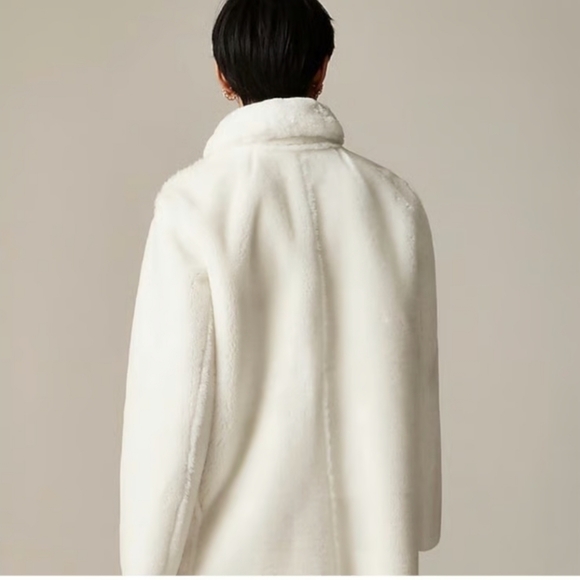 J Crew Faux-fur peacoat CF697 Size L NWT Winter White - Picture 3 of 8